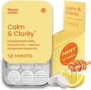 神经Gum calm & Clarity Mints (144 Pieces) - 配有L-theanine + GABA + Vitamin D3 的无糖药 - 诺诺氏脑辅助记忆 - 增强冷静,缓解男女压力 - 蜜柠檬