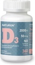 维生素D3 2000iu(50 mcg) 1年供应,用于免疫支持,健康肌肉功能,和骨健康 - 非GMO,Gluten Free,配有维生素B2 - (米尼片),360 Count