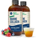 液态海洋Collagen QQ 野生捕获鳕鱼 - 水解的Keratin Peptide, Hyaluronic Acid & Biotin - 健康头发,皮肤和钉子 - 在美国制造 - Natural Berry, 8.00 Fl Oz (2-Pack)
