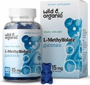 野生和有机L-甲基磺酸盐 15mg 胶体 - Mood & Brain Supports - Folate 5-MTHF 脑,焦点,清晰度 - Folate 补充w/维生素 B9-60 非GMO L 甲基磺酸盐