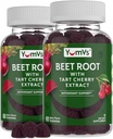 YUM-V's Beet Root Gummys with Tart Cherry 提取器 - Berry Flavor Beetroot Gummys - Beet Chews for Blood 环流和抗氧化剂支持 - 红豆 Gummys Berry 60 Count (Pack of 2) (中文(简体) ).