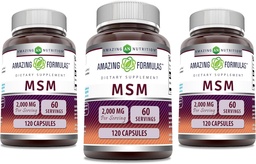 《神奇的方程式》MSM(甲基乙磺酰甲烷)补编 |2000 Mg Per service | | Capsules | Non-GMO | Gluten Free | | | |(3 Pack, 120 Counter)