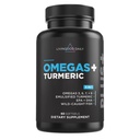 Livingood Daily Omega 3 6 9 Plus Turmeric Crucumin Supplement, 60 Softgels - Fish Omega 3 Supplements for Men and Women - Brain, Joint, Heart Health and Metabolism - 美国制造的软胶 - 鱼油Omega 3 Supplements (EPA & DHA) - 美国制造