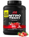 肌肉科技 Whey蛋白粉(Strawberry, 4 英镑) - Nitro-Tech Ultimate Muscle Building Formulament with Whey蛋白隔膜-30g of Protein, 3g of Creatine & 6.8g of BCAA - 包装 May Vary