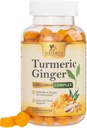 Turmeric Curcumin Supplement Gummys - 95% Curcuminoids with Turmeric & Ginger, Black Pepper for best Absolute, Nature's Vegan 联合支持, Non-GMO, Gluten Free, Tasty Peach Flavor - 120 Gummys (英语).