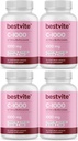 BESTVITE 维生素C 1000mg(480个蔬菜卡普尔)(120x4),配有Citrus Bioflavinoids - 无刺类 - Vegan - 非转基因 - Gluten Free
