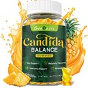 Candida 支持 Oregano Oil Gummys, Candida 女性和男性清洁除毒补充剂, 支持 Gut 健康与免疫支持, 天然 Pineapple Flavor, 60 Counter