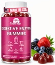 消化酶 Chewable Gummys: 帮助食物不容忍, Debloat, 和文摘乳制品, 碳化物, Vegies, 蛋白质, 水果 - Amylase Protsase Lipase Lacticase - 天然裂纹 Vegan Gummys. 60 计数