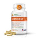INVITA L-Methylfolate - 专业强度活性甲基Folate - 5-MTHF 能源、水和免疫支持-非转基因有机物、无粘液、无填充剂(7.5 Mg)
