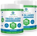 BioTrust Tri Collagen Powder - 3-in-1 水解Collagen Peptides Powder(第一类,第二类,第三类) - 草药Collagen蛋白粉用于抗衰老,皮肤,毛发,骨骼和联合健康 - 不受欢迎,2-包