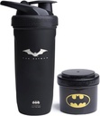 Smartshake DC Comic Bundle - 蝙蝠侠蛋白质摇摆瓶 – 900ml 防渗漏无锡钢质摇摆瓶 配有 200ml 蛋白质粉状存储容器