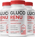 (3 Pack) Gluco Renu Capsules, 官方 Gluco Renu 药丸, 对健康水平的自然支持, 流通和平衡, Premium Formula血船清洁剂, Gluco Reu Glyco 优化剂 (180 Capsules)