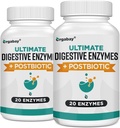 Orgabay 文摘酶 1000mg 与 Postbiotics , 20 Enzyme Blend for Bloating, 优化文摘和 Gut 函数, 120 Veggie Capsules