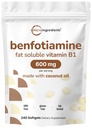 B1 Benfotimeamine 600mg Perference, 240 椰油软胶 → 生物可用 B 维生素补充剂, 转换成活性 Thiamine → 非 GMO, 豆类自由