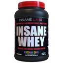 Insane Labz Insane Whey 100% 肌肉建筑Whey蛋白,BCAA 氨基简况,大众增益器,餐具更换(Birthday Cake,30位服务员)