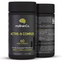 MyBrainCo. Active-B Complex – 高强度激活B 维生素补充剂,配有 B2, B6, B12 & Methy Folate – 支持能量,大脑功能和神经系统 – 60 Vege-Capsules