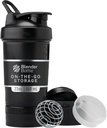 BlenderBottle Shaker 瓶装药丸组织器和蛋白粉存储器,经典V2 ProStak系统,22-Ounce,午夜黑色