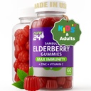 Sambucus Elderberry Gummys + 维生素C + 儿童与成年人的锌,X3 免疫支持,天然火焰+成份,Vegan,非GMO,美国制造(60)