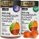 甘氨酸镁(Glycnate Gummys) 600Mg 2 Pack - 高吸附,三重冷却镁复合体 - 用于放松和睡眠的化学物质 - 配有维生素D的Gummy补充剂 - Vegan,无糖,Gut友好