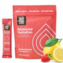 Just Live Advanced Hydrition - 草莓柠檬汁,电解质饮料混合剂,塔特樱桃提取剂,支持回收和吸收,低糖,14 Pack