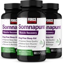 FORCE FACTOR Somnapure 肌肉复苏援助 成人与Melatonin 5mg, 圣巴西尔和L-Theanine, 睡眠支持补充 肌肉灵魂救助 & 肌肉复苏 180 Caps, 3-Pack