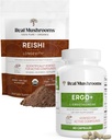 真正的蘑菇 Ergothioneine(60ct)和Reishi 有机粉(45 services) 与Shiitake和Oyster 蘑菇提取器 - 长寿和放松 - Vegan, Gluten Free, 非GMO