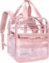 清空重勤PVC 透明背包,大型实用多套工作用品,旅行(Pink)