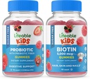 活性糖 无营养素 + 预生素 儿童 + 生物素 儿童 gummies Bundle - Great Tasting, Vitamin Supplement, Gluten Free, GMO Free, Chewwable Gummy (英语).