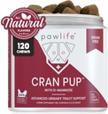 Cranberry Supplores for Dogs| 尿液Tract & Bladder Support| D Mannose & Antioxidants for support| 120 兽医配制的软厨|最多4-月供应量