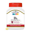 21世纪保健 维生素 D3 125 mcg (5,000 IU) 快速释放软胶,110 计数