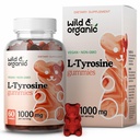 野生和有机L Tyrosine 1000mg Gummys - Focus和Mood的大脑支持补充 - Vegan Focus Gummys w/L-Tyrosine Powder - 60 Non-GMO Chews