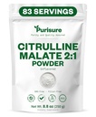 Purisure L-Citrulline Powder 250g, Premium Citrulline 2:1 强性能和能量的马特补充剂,预选Citrulline Malate Power - 增强肌肉泵和复苏 - 83 服务