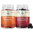 Bundle of Potent Daily Multivitamin Gummys for Adults and Natural Cranberry Gummys for American and Men - 维他命D A C E B12 锌和Biotin - 超强的美味抗氧化剂