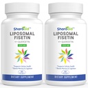 Liposomal Fisetin 配有 Quercetin 补充剂,每服1200毫克, 女性高吸附多酚抗氧化剂, Men, Non-GMO, Gluten-Free, 2瓶120软胶