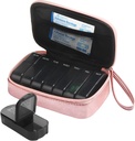 每周一次 PU 皮质药丸 袋装组织者案例 2 Times aday, AM PM Daily Pill box to hold Vitamin, Fish Oil, Supplements and Medicine (Pink).