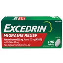 Excedrin Migraine Relief Caplets for Migraine Symptoms, Acetaminophen 250mg, Aspirin 250mg, Cafeine 65mg, Pain Reliever, 100 Count