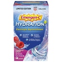 Emergen-C 水分+ 运动 饮用维生素C 混合(18 计数,Raspberry Flavor),电解液补充,0.33 Ounce 粉包