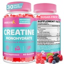 Creatine for Women, Creatine Monohydrate Gummys - No Bloating - 工作前和工作后 Chewables 补充 Taurine & B6 - 用于恢复,力量,能量和靴子,性能,60个计数