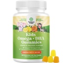 Omega DHA Gummys for Kids - Fatty Acids Omega 3 6 9 配以维生素C用于脑,免疫和视觉 - 营养DHA for Kids for健康神经系统与重点支持 - Fish Free & Vegan - 180 Chews