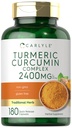 Carlyle Turmeric Curcumin 补充 24 mg 180 Powder Capsules 草药复合体 | Non-GMO, Gluten 自由公式