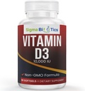 高概率维生素D 10,000 IU - Bone & Immune 支持补充剂 - 非GMO 维生素D 软胶用于钙吸收与健康 - 250 mcg Choolecalciferol - 60 Softgel