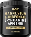 L-Threonate镁 1500mg L-Theanine 200mg Apigenin 100mg 增量 - 90 胶囊 - 对浓度、舒适的心智和脑健康产生的显著效益 - 10% 纯化元素镁