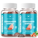AFXMATE Ashwagandha Gummys & Vitamin D Gummys for Men & Women 120 Aswangdha伯爵补充(非GMO,无糖和无糖)
