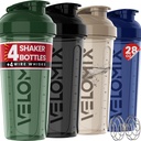 VELOMIX - 4 PACK - 28 oz 摇牌杯 蛋白质摇牌 - 4x Wire Whisk → Leak Proof 蛋白质摇牌瓶 → 蛋白质摇牌瓶 → 蛋白质摇牌(森林边缘)