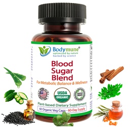 USDA有机血糖混合物 QQ支持健康代谢* 与Bitter Melon,莫林加,Aloe Vera,Nopal,Papaya Expless & More QQ60-Day Supplication QQ Vegan & Non-GMO USA-Made合拍.