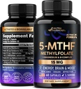 NUTRAHARMONY L 甲基folate 15毫克 - 5-MTHF 甲基folate 补充剂+ 甲基B12,维生素B2和B6, 镁 - 在美国制造,60卡普尔,为期2个月