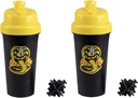 空手道 Kid Cobra Kai 25oz 蛋白质摇摆瓶用于粉末混合剂 - 包2 - Lids上的防漏液螺丝 - 用于平滑剂,能量饮料,工作混合剂,摇摆剂 - 官方许可