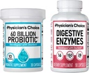 物理家的CHOICE - 最佳古特健康包:60亿 Probiotics + 消化酶90ct 用于消化舒适和免疫支持