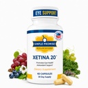简单承诺 - Xetina 20TM Lutein 和 Zeaxanthin 补充品 - 用维生素E, Eyebright, Zinc, Grape种子提取, Rutin & Bilberry - 60 Capsules 对眼部健康的基本支持