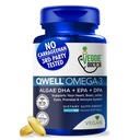 Vegan Omega 3 补编 – Algae Omega 3 与 DHA EPA DA – Vegan Capsules from Algal – 鱼油替代品 – 植物型藻油配方 – Non-GMO, Carrageenan-free, 高强度